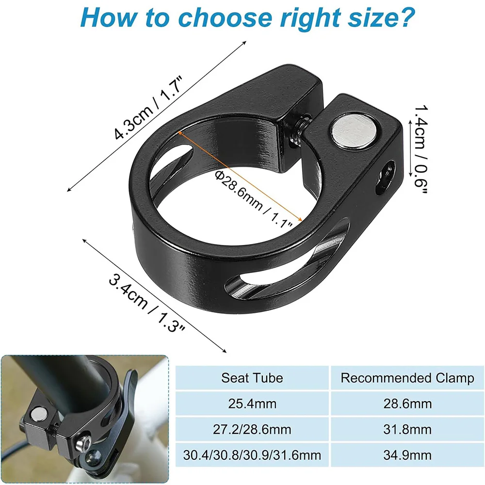Bike Seat Post Clamp Cycles Bike Seat Post Clamp 28.6/31.8/34.9mm Aluminum Alloy Seat Tube Clip Quick Bicycle Seatposts Clamps For MTB Road Bikes