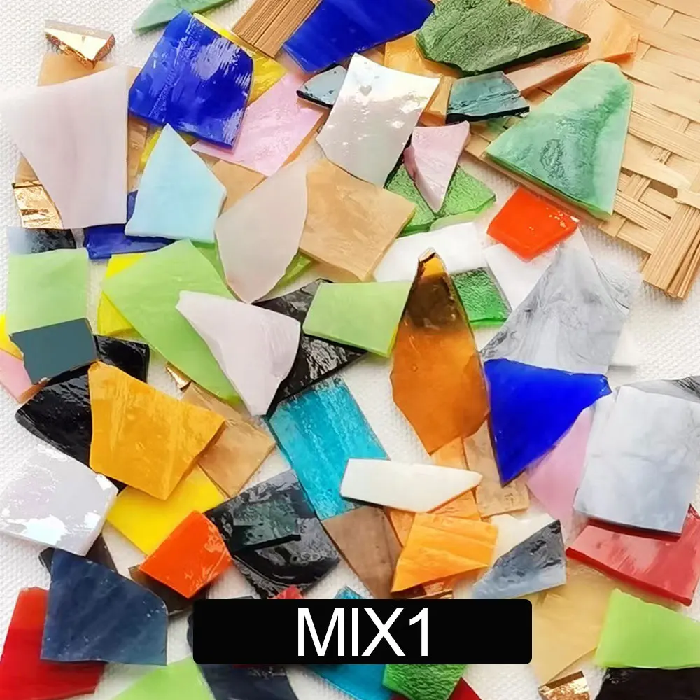 Description Picture 3 of item100g/Lot Mosaic Tiles Stained Glass Mosaic DIY Handmade Coaster Mosaic Puzzle Making Art Wall Decoration Supplies Mixed arte
