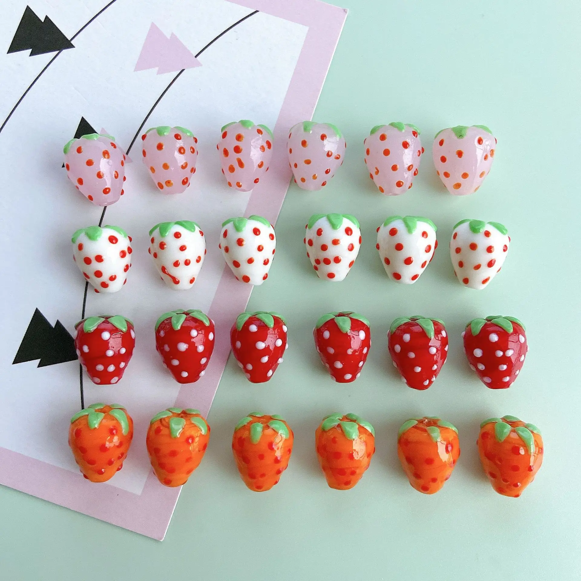 9pcs Plastic Strawberry Shaped Bead For Earrings, Pendant, Keychain,  Necklace, Bracelet Making