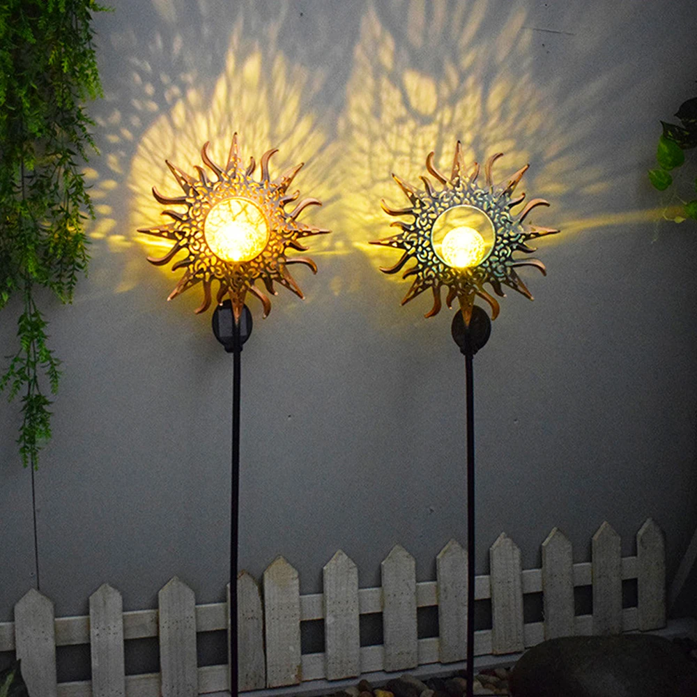 

Solar Lights Outdoor Garden Decorations Sun Moon Star Stake Light Decorative Waterproof Decor for Pathway Lawn Patio Courtyard