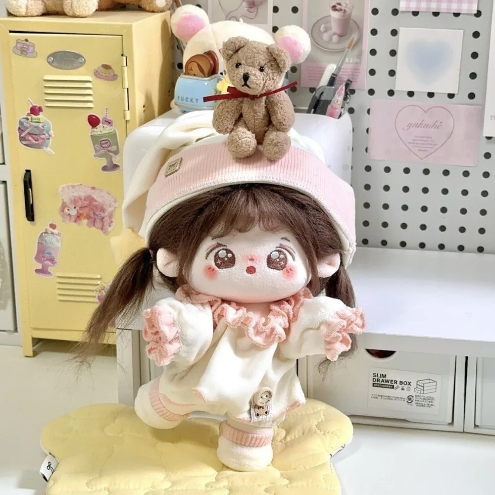 1 set Pajamas 20cm Cotton Doll Clothes Outfit Star Hat Cotton Doll's Clothes Brown Mini Doll Clothes Doll Accessories