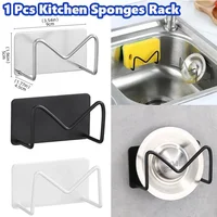 1 Pcs Stainless Steel Sink Sponges Holder Kitchen Self Adhesive Drain Drying Shelf Kitchen Accessories Storage Holder Wall Hooks 1