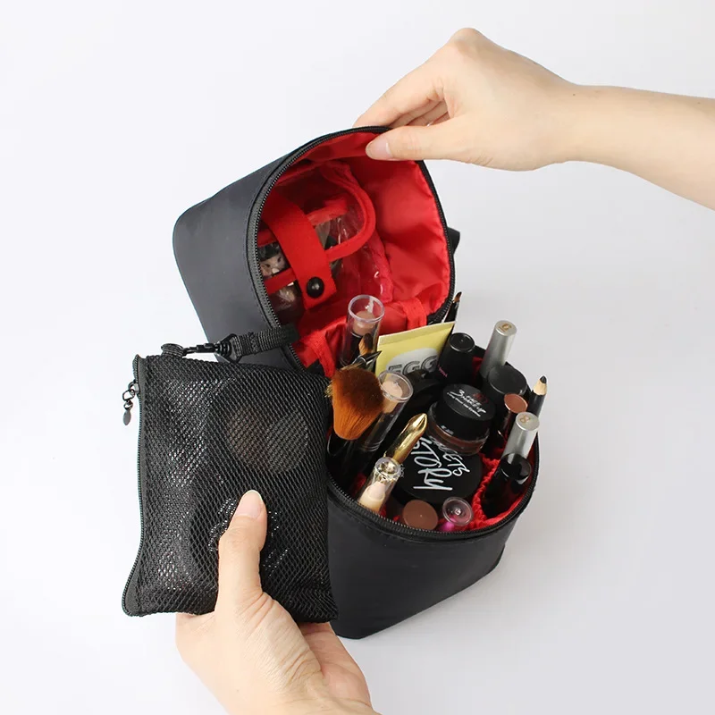 Travel Barrel Shaped Makeup Organizer Female Cosmetic Toiletry Wash Zipper Pouch Women's Trip Make Up Box Accessories Supplies 4