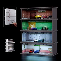 1/64 Vehicle Model Display Case Display Stand with Parking Lot Scene with LED Lights for Sports Car Model Collectors Toy Cars 2