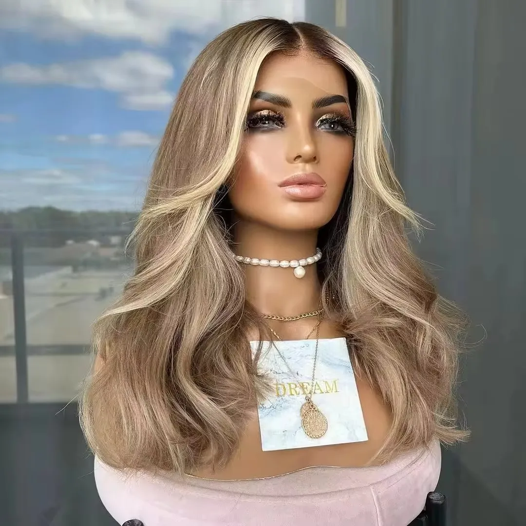 13x4 13x6 Highlight Transparent Lace Frontal Wigs Human Hair Pre Plucked Blonde Wig Human Hair Brazilian Remy Hair Glueless natu