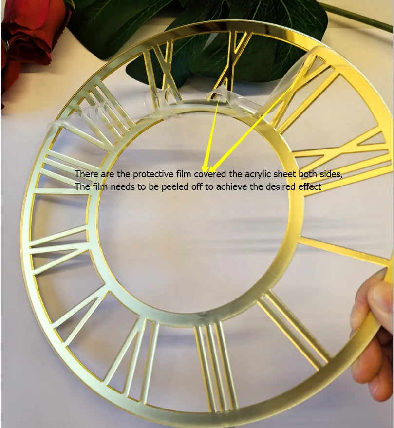 Set of 2 Elegant Clock Face for Resin Crafts DIY Round Mirror Clock Dial Plate with Roman Numerals Resin Accessories