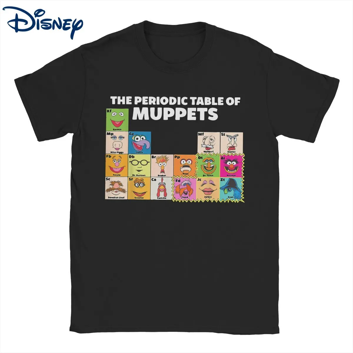 Disney The Muppets Tavola Periodica Dei Muppets T-Shirt Per Uomo Humor Cotton Tees Maglietta A Maniche Corte Idea Regalo Top