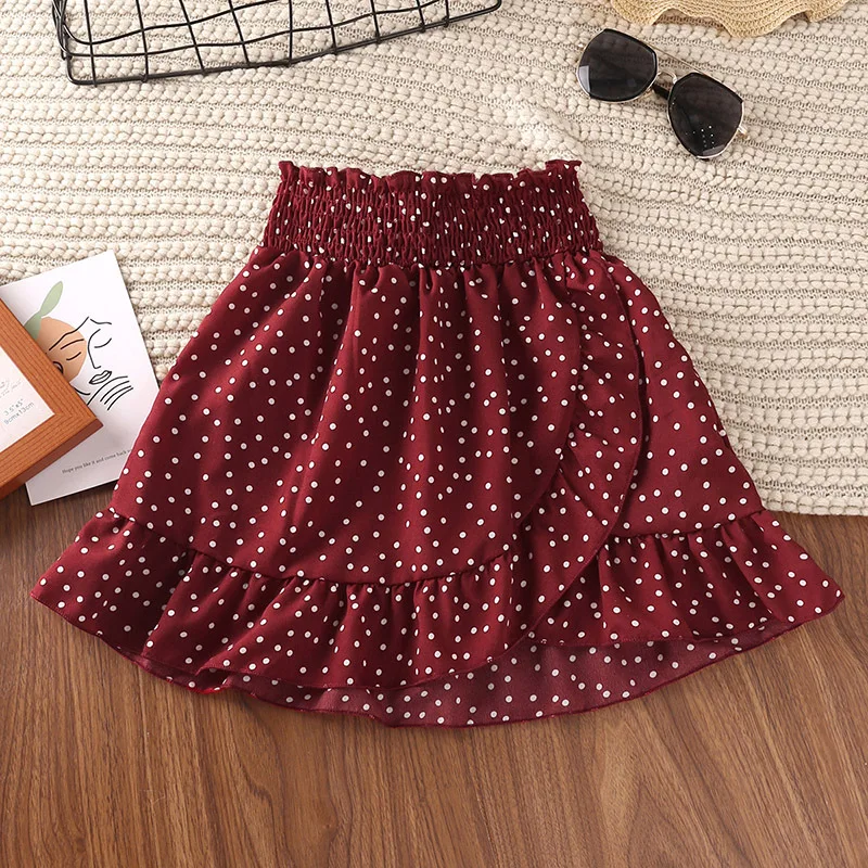 Maroon Skirts Polka Dot Skirt Shein Polka Dot Girl Cloth Set Crop