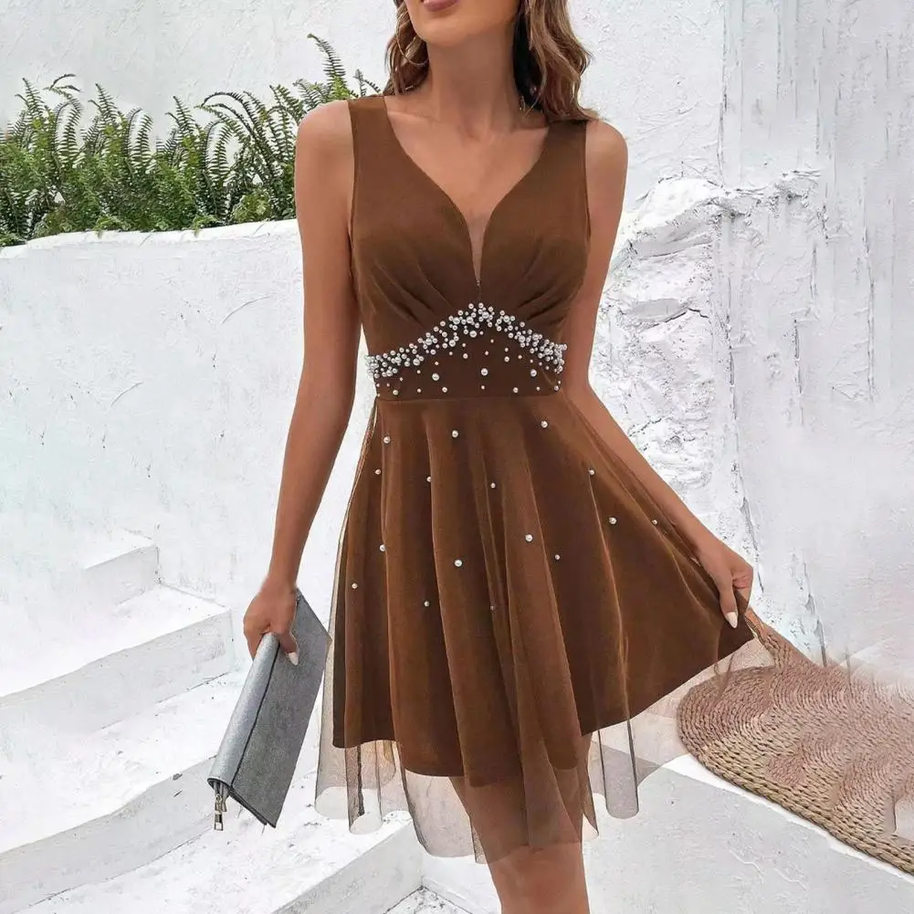 

Elegant Chiffon Dress Women's Sleeveless Suspender Skirt Sexy Skirt A-line Dress Summer 2024 Women Robe
