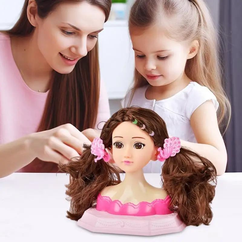 Kids Makeup Beauty Toys For Girl Half Body Hairstyle Doll With Cosmetic Set Makeup Training Head Pretend Play Toy Princess Gifts makeup toy,princess pretend toys,cosmetics set