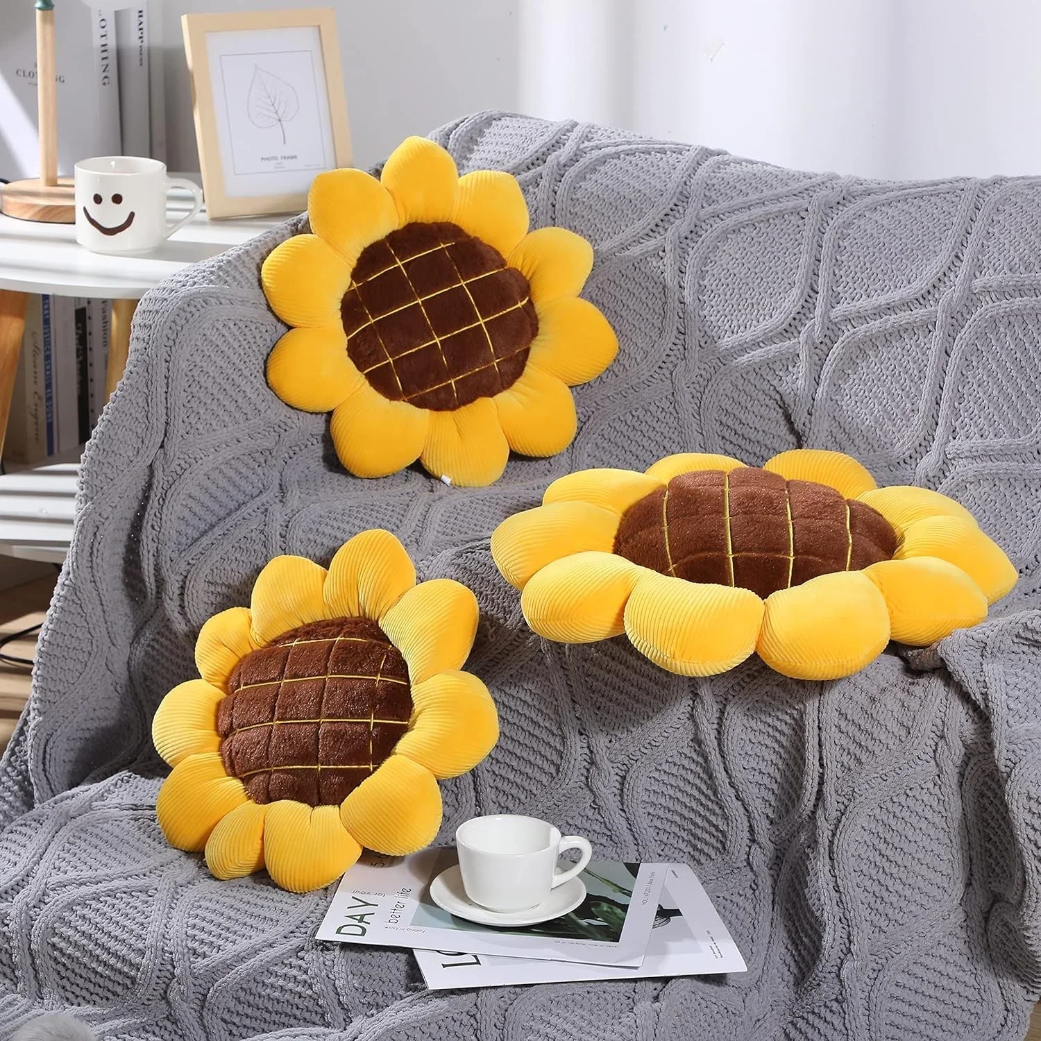 Sunflower Throw Pillow,Flower Shaped Pillows Floor Pillow Seating Cushion,Seating Cushion,Cute Room Decor & Plush Pillow for Bed - Image 4