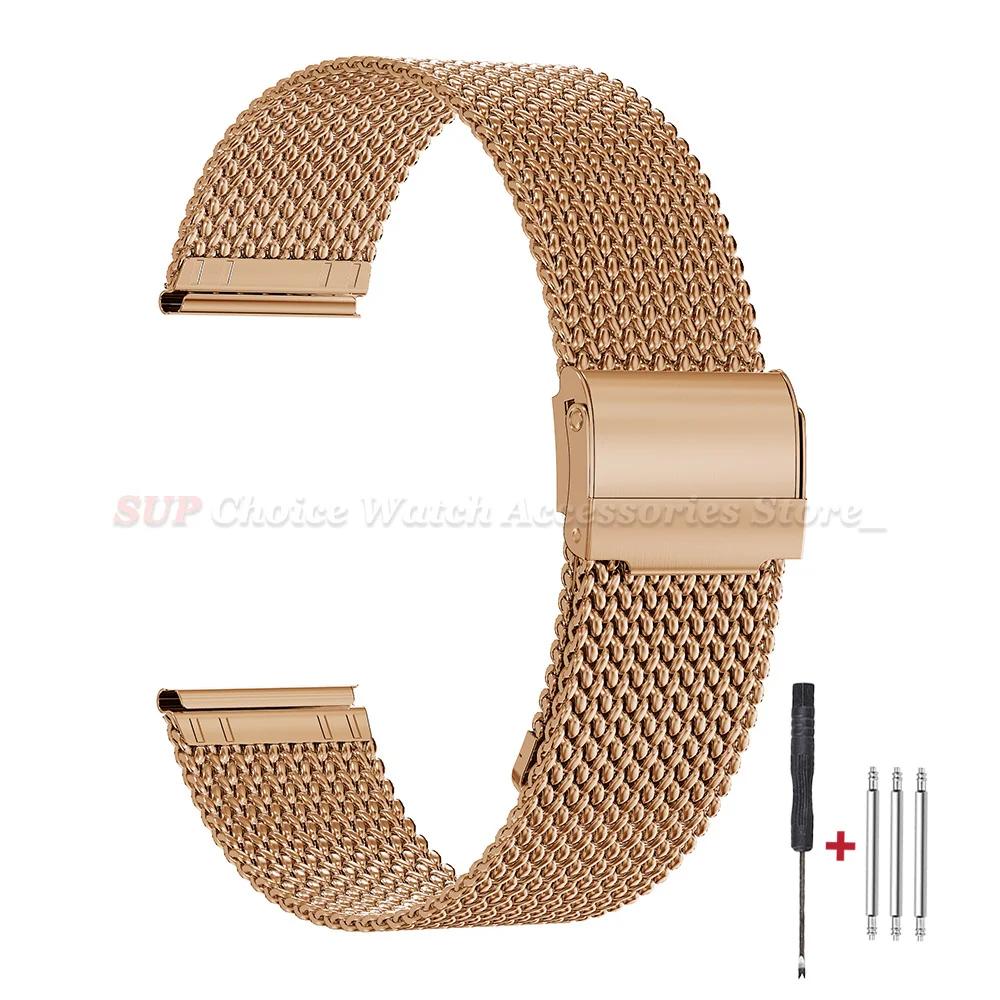 Premium Milanese Mesh Stainless Steel Watchband with Folding Buckle - Universal Strap, 16mm-20mm