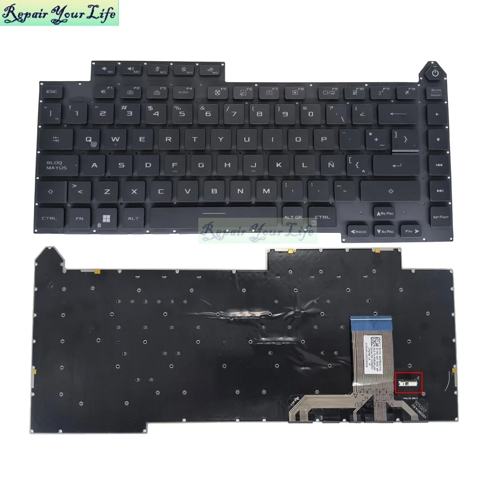 Teclado Retroiluminado com Pré-tecla Latina dos Eua Rog 5r Plus G513 Strix Scar 15 G533 G513q G533q G513qy G513qm V2028621a eu 481jla00 - Imagem 3