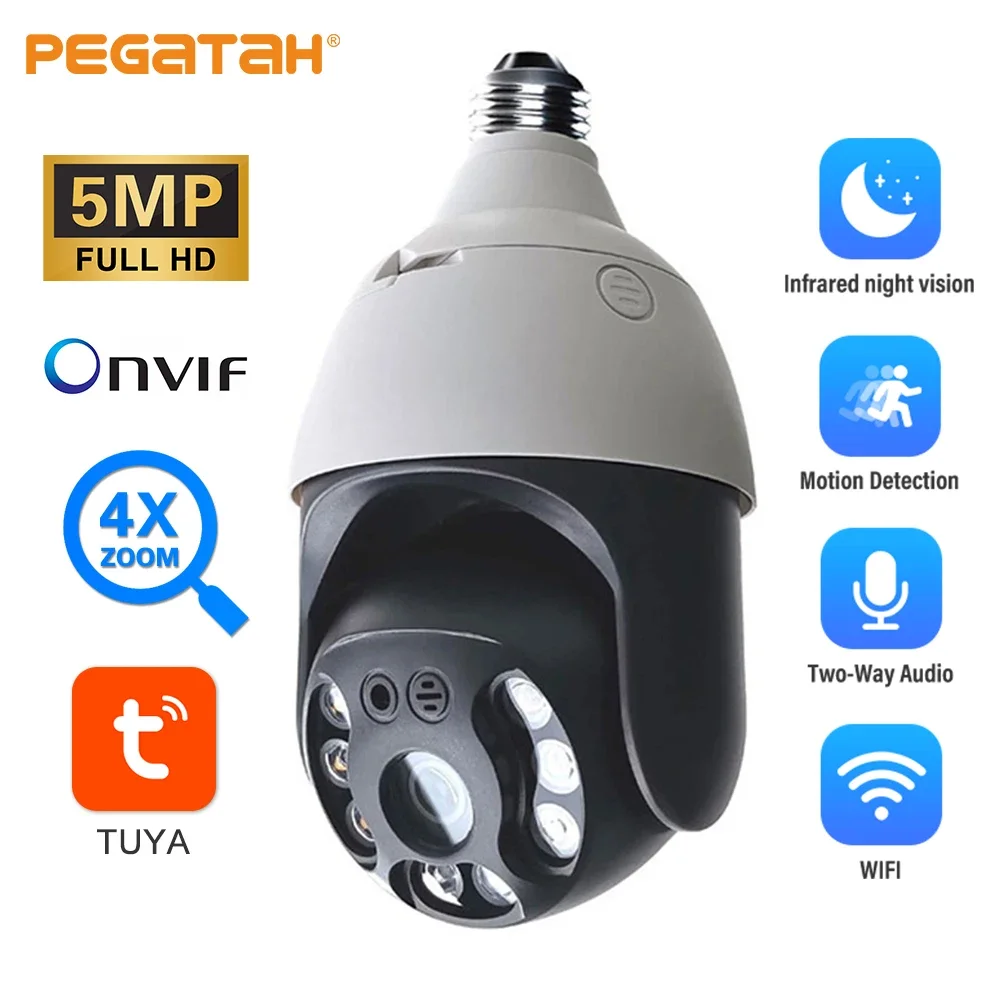 5MPTuyaBulbLampCameraWifiIPPTZOutdoorVideoSurveillanceHuman