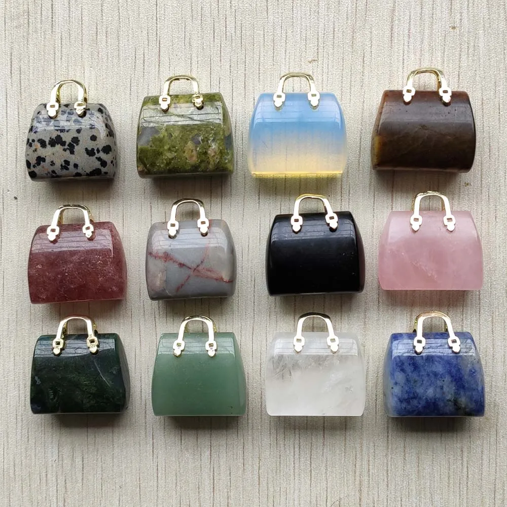 LE SKY 7 Pcs Natural Stone Pendants Waterdrop Shape Quartz Crystal Agate Stone