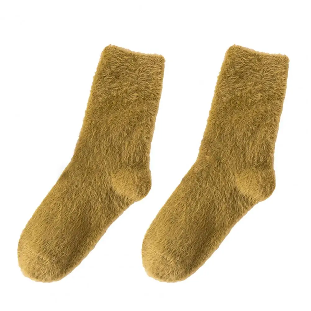 

1 Pair Winter Stockings Cute Mid Tube Cozy Pure Color Winter Stockings for Home Wear Stockings Women Winter Socks