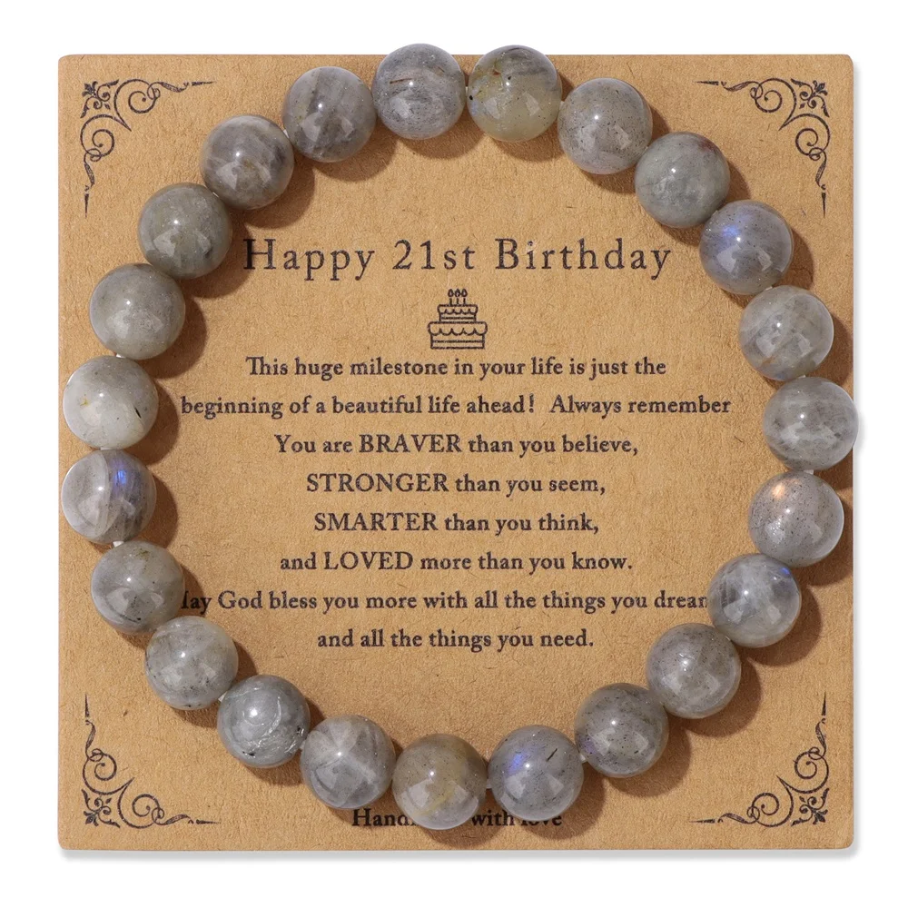 DOJA Barcelona | Bracciale Labradorite Pietre Naturali | 2 pz | Pietra Chip Naturale | Bracciali Elastici con Minerali Veri, Gemme Energetiche, Cristalli Protezione | Braccialetti Uomo e Donna