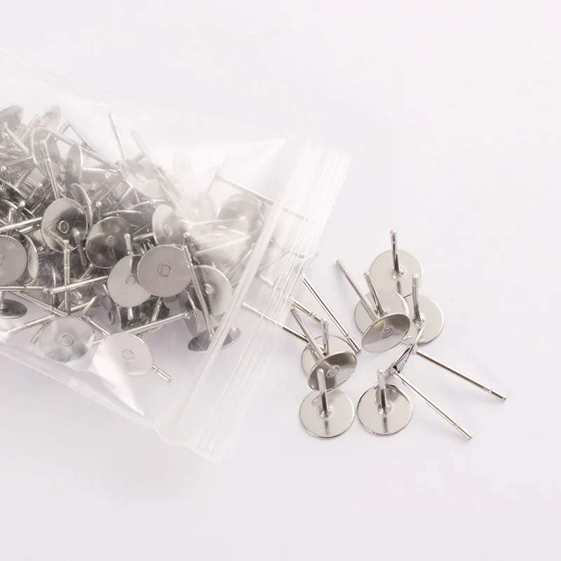 100 Stück 316L Edelstahl Ohrstecker mit Ohrringstecker Ohrrücken DIY Ohrrohling Post Pins Flache runde Tablettbasis Ohr DIY – Detail 12