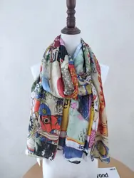 Foreign trade original single Spanish new fashion print colorful pattern long scarf