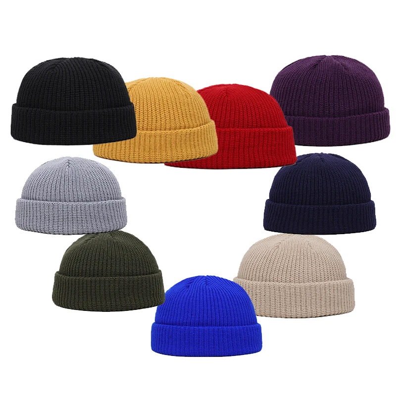 Unisex Warm Knitted Brimless Hat Men Women Beanies Winter Autumn Hip Hop Skullcap Street Beanie Ski Fisherman Solid Color Cap knitted hat