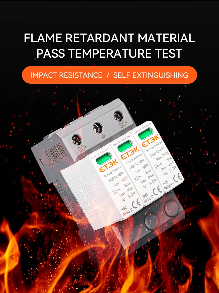ETEC DC SPD House Surge Protective Device 2P 3P 600V 1000V 1500V Type PV 20-40KA