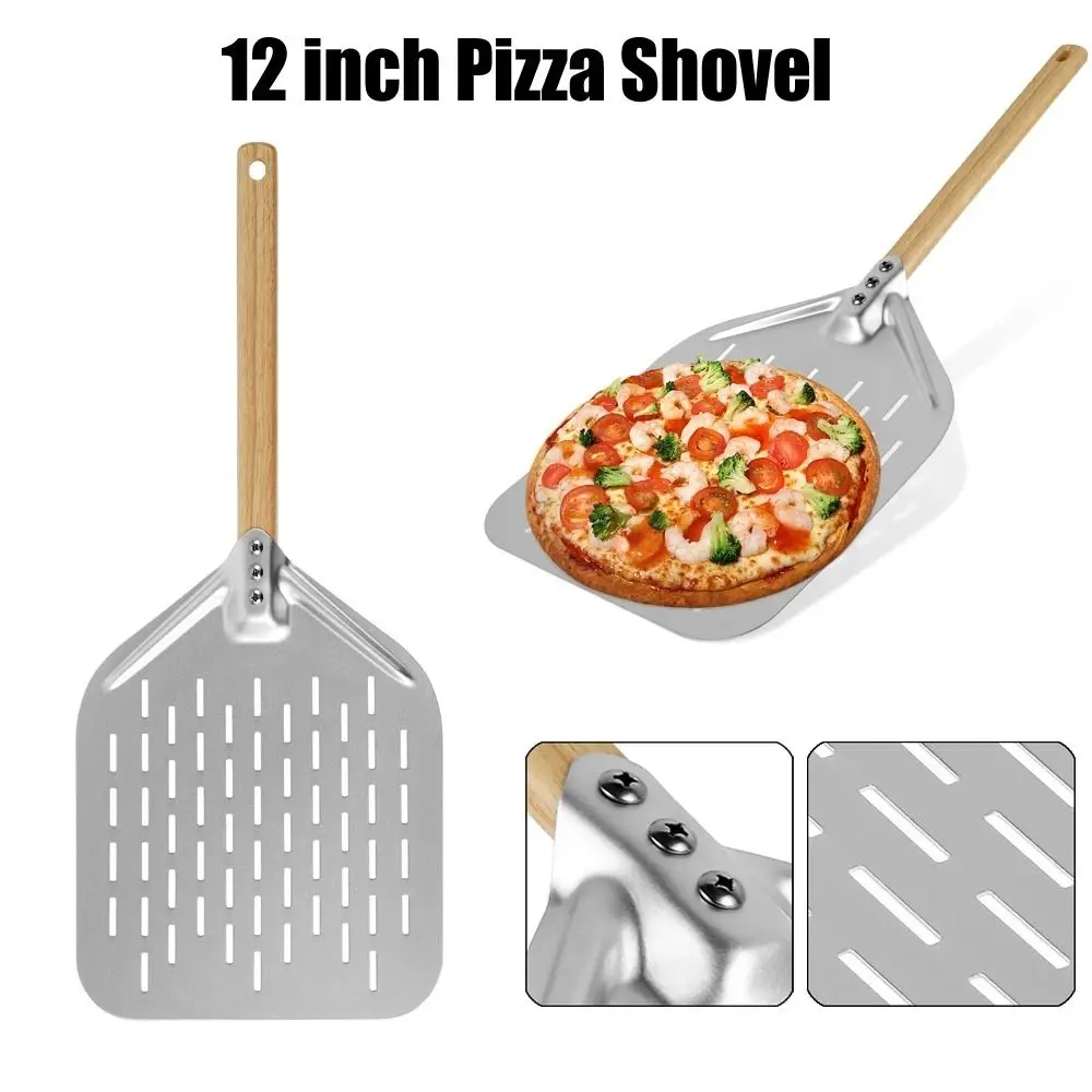 Pizza Paddle Aluminium Alloy Pizza Shovel Kitchen Detachable Handle Hollowing Out Pizza Peel