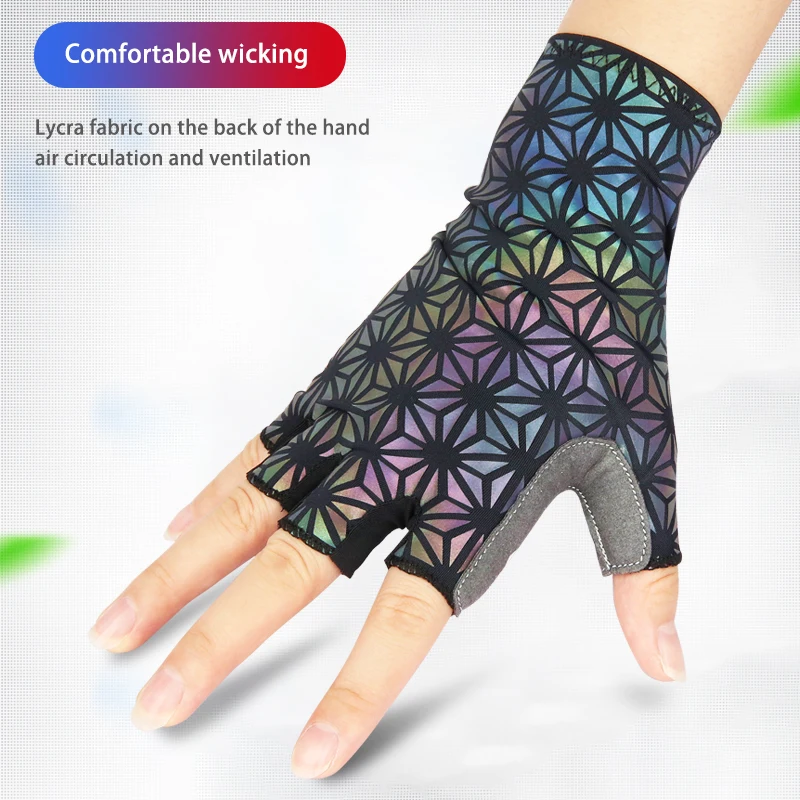 Giyo Colorful Luminous Full Finger Cycling Anti-slip MTB Mitten Reflection Dazzle Road Bicyle MTB Bike Motorcycle Short Gloves 3