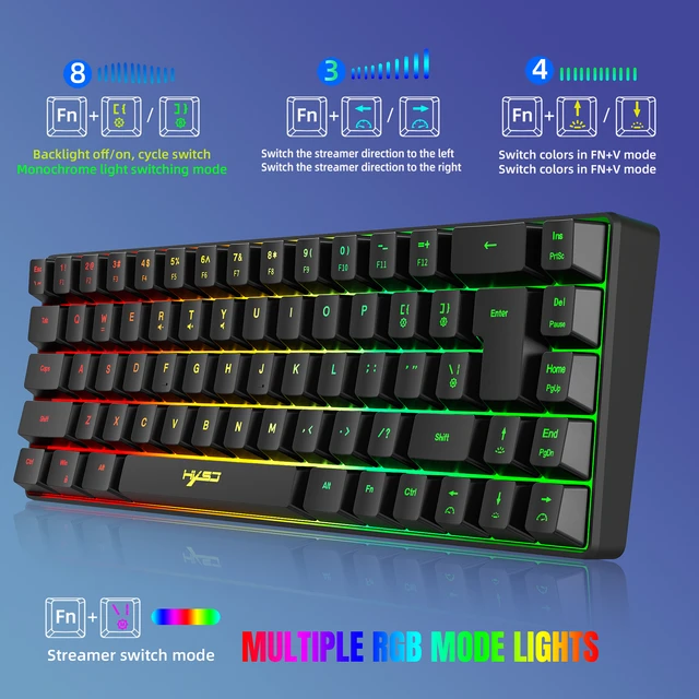 Teclado Gamer para Juegos Mini Teclado multicolor LED Mini Keyboard for  Gaming