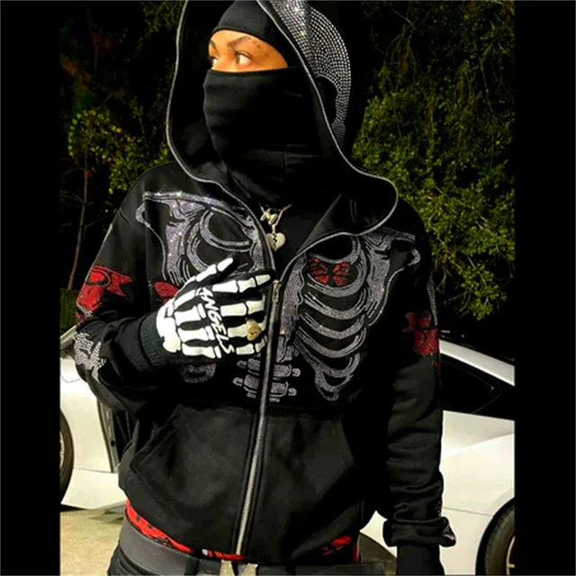 Men Clothes Fashion Hoodies Cool Butterfly Skeleton Zipper Tops Coats 2