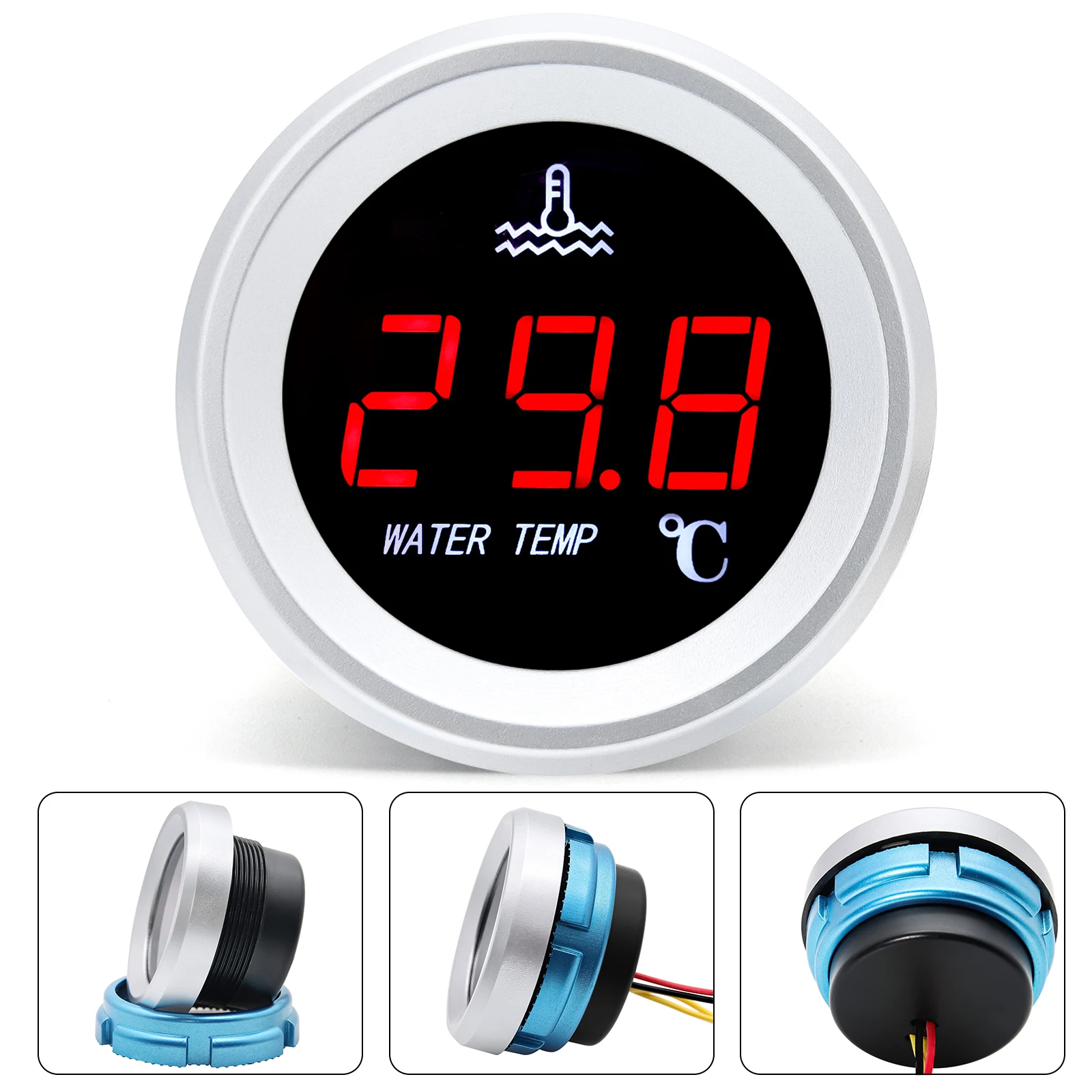60mm LED Medidor de Temperatura de Agua Soporte Sensor Indicador para Coche  Universal Sunnimix Medidor de la temperatura del agua
