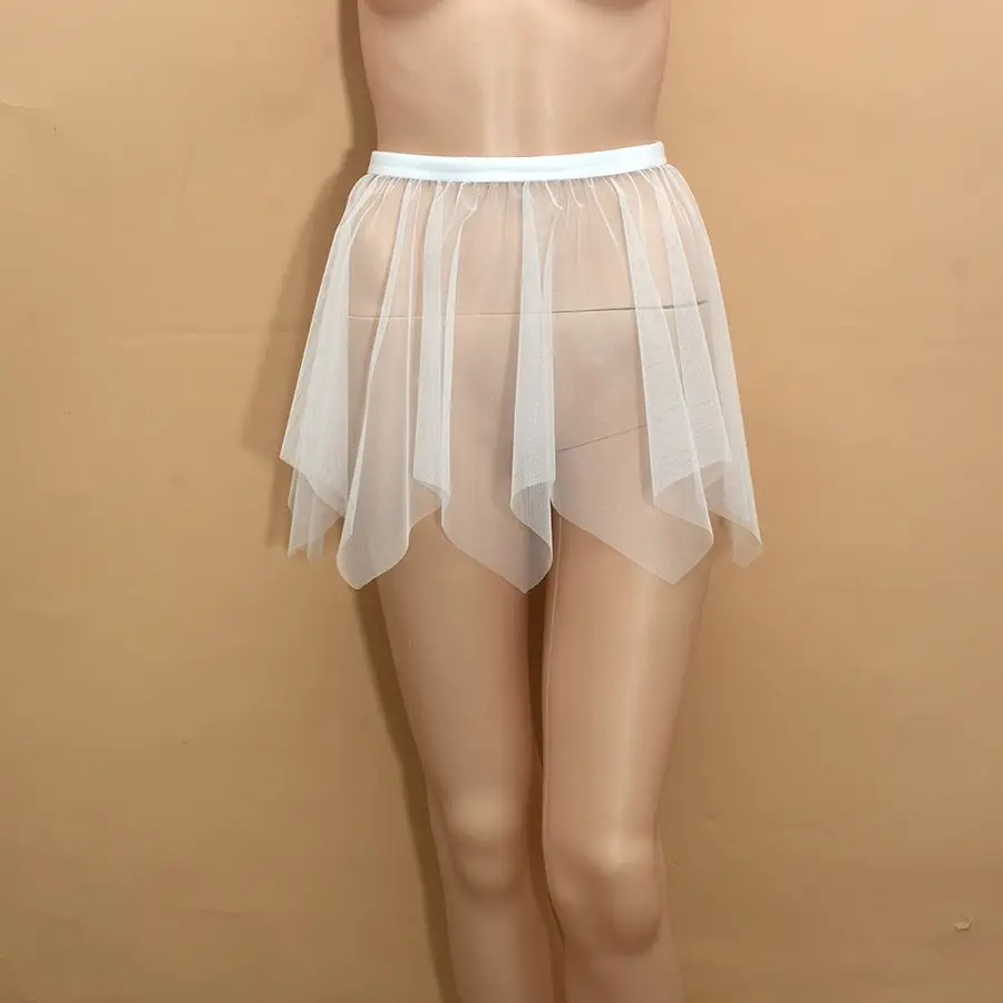 Women Transparent Mesh Skirt Ultra-thin Perspective Ultra-short Irregular One-Layer Gauze Half-Length Skirt Nightclub Clothes 3