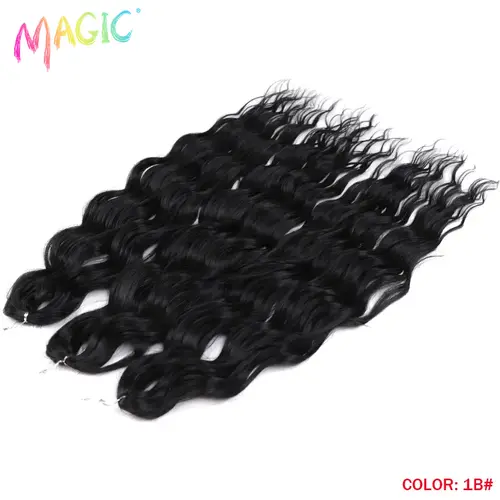 Anna Synthetic Hair 24 Inch Water Wave Braiding Hair Extensions Ombre Blonde Deep Wave Afro Curl Twist Crochet Hair for Women - Image 92