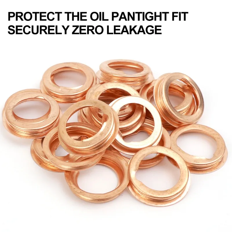 Car Oil Drain Gasket Drainage Bolt Pad Copper Oil Drain Plug Gasket Auto Replaceable Accessories 11026-01M02 for Infiniti Altima