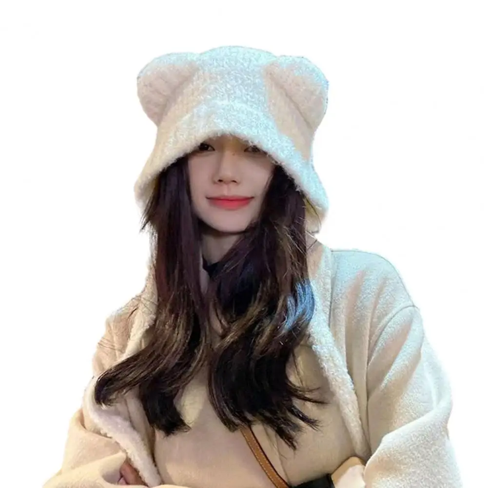 

Women Winter Hat Cozy Winter Cap Cozy Knitted Winter Hats Soft Thick Ear Protection with Elastic Cartoon Ear Decor Warm for Heat
