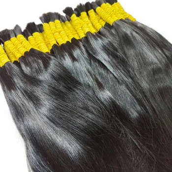 Wholesale Human Hair For Braiding Straight Indian Hair Vendor Virgin Bundles No weft Natural Hair Bulk 100% Human Hair Extension 1