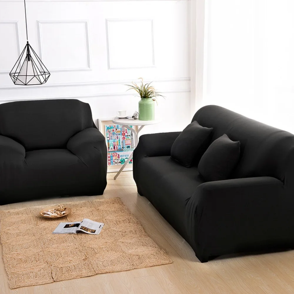 Elastic Solid Color 3 Seater Sofa Cover Dustproof Washable Stretch Couch Cover All-inclusive Extendable Sofa Protecter Apartment