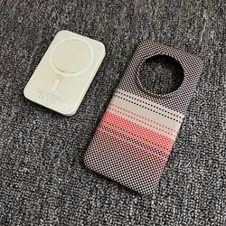 Enhanced Carbon Fiber Kevlar Pattern Magnetic Protective Phone Case - Ultra Thin Design - Honor X60 Pro (RL Ggrey)