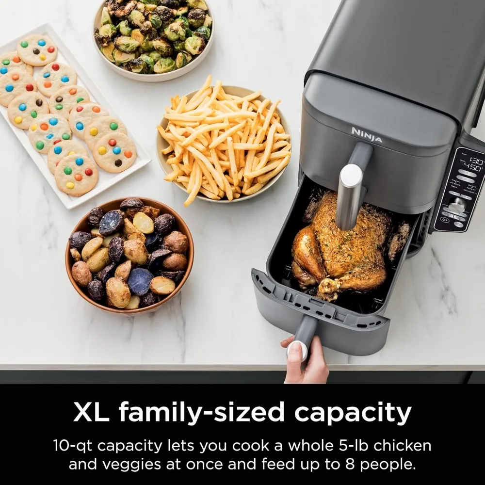 SL401 DoubleStack XL 2-Basket Air Fryer, DoubleStack Technology Cooks 4 Foods at Once, Compact Design, 10 QT, 6-in-1 5