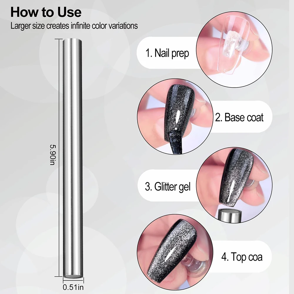 DIY Nail Art Magnetic Stick For Cat Eye Glue Tool Gold Band Stick Large Magnet Cylinder Super Strong Iron Suction Stone