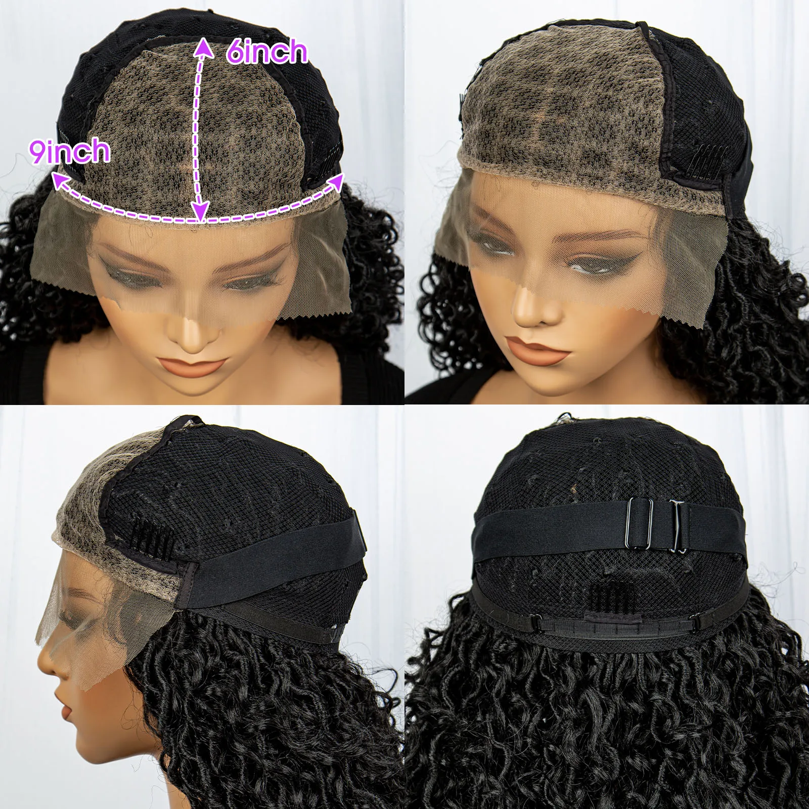 Faux Locs Braided Wigs Synthetic Dreadlock Braided Wigs With Curly Ends 26inch Lace Front Knotless Box Braids Wig with Baby Hair