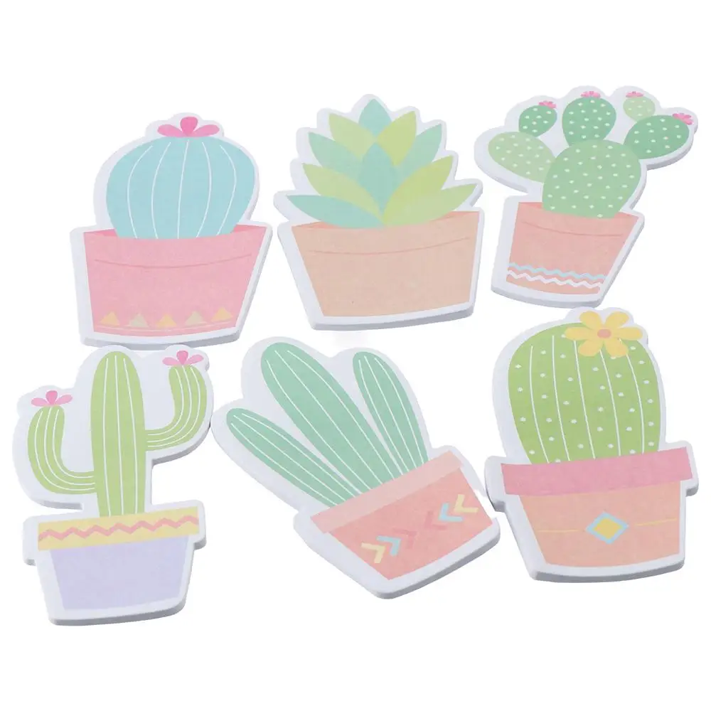 

6Pcs Cute Cactus Shaped Sticky Notes, Creative Plant Self-Stick Notes Pads,Writing Memo Pads for Office Home (120 Sheet)