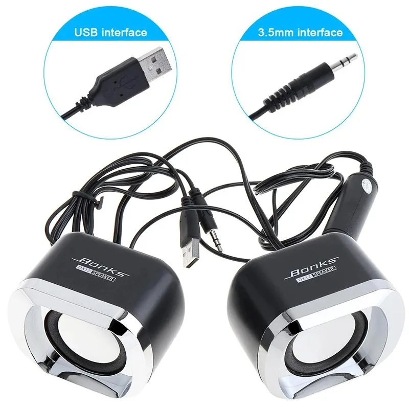 High Power Full Range Stereo Subwoofer PC Speaker Portable Bass Music DJ USB Computer Speakers for Laptop Phone TV