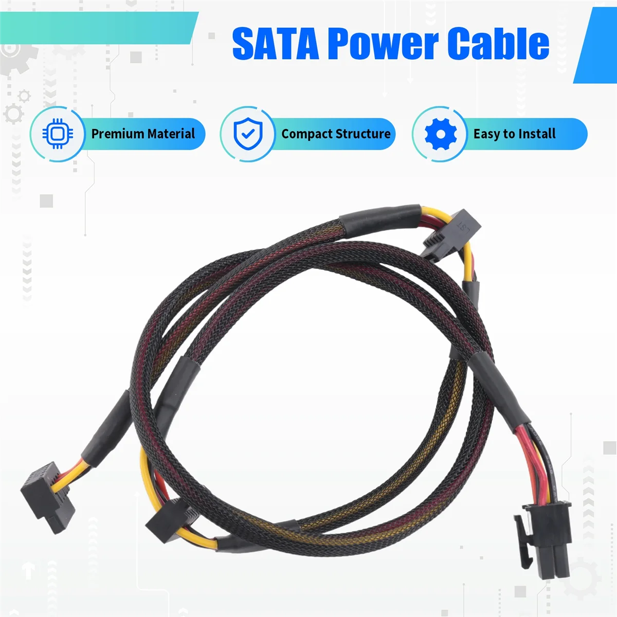 Hot sale Modular PSU 6Pin to 3-Port SATA Power Cable 18AWG Wire 80cm for NP ECO Series