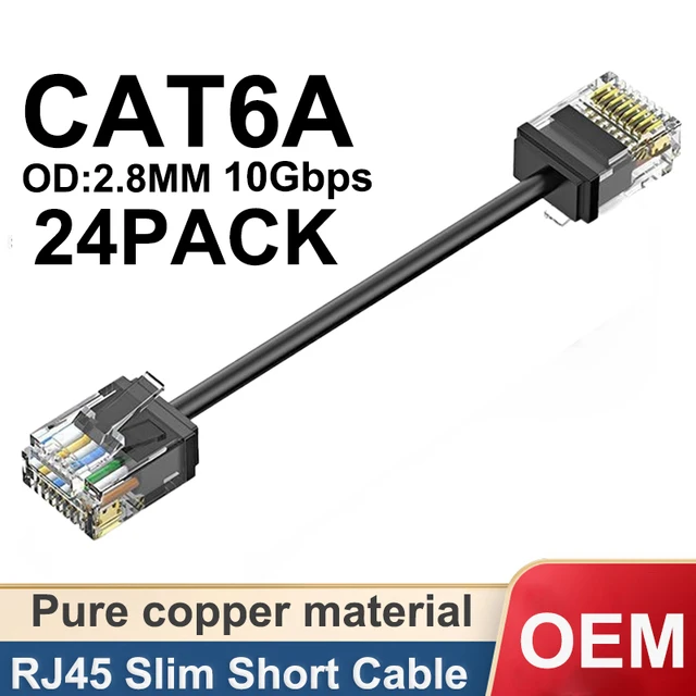 สายแลน Cat6/Cat6a แบบบาง 24 เส้น RJ45 UTP ความเร็ว 10Gbps สำหรับ NAS PS5 ต่อแผงแพทช์ไปยังสวิตช์ แบบยืดหยุ่น 1