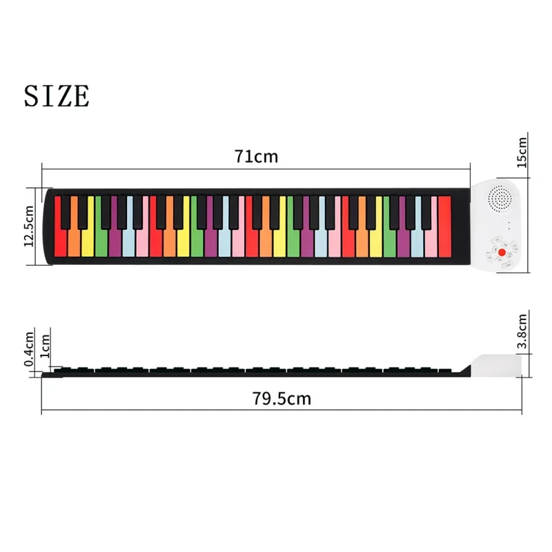 49 Keys Musical Keyboard Portable Silicon Hand Roll Up Piano Electronic Keyboard Organ for Children Music Lover