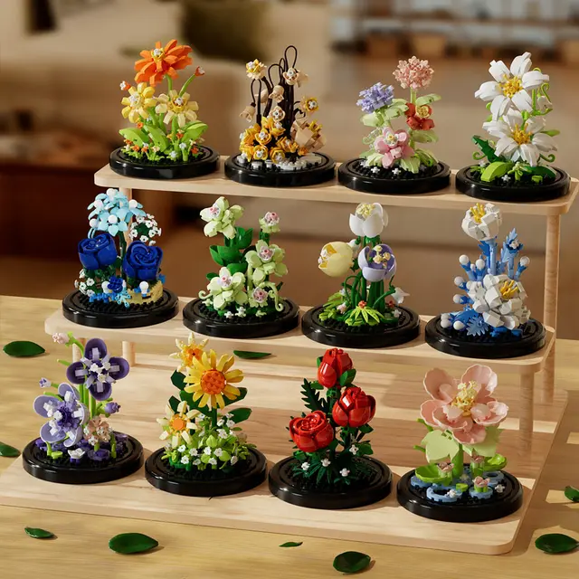Building block flower eternal rose small particle building block assembly toy Birthday Christmas gift desktop decoration 5