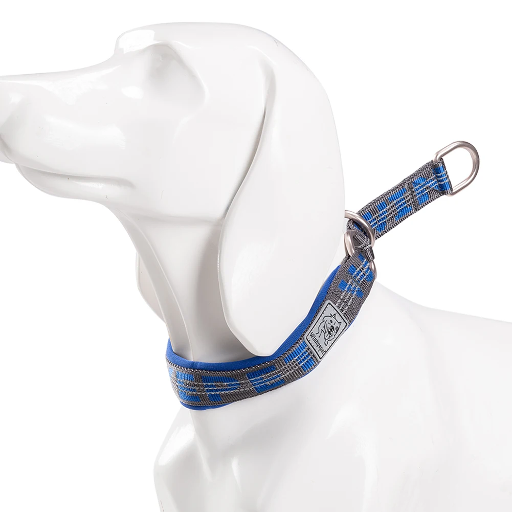 Pet Reflective Collar Nylon Neoprene Padded Half Choke Training Lightweight Washable Sports YC1852 Dog Collar
