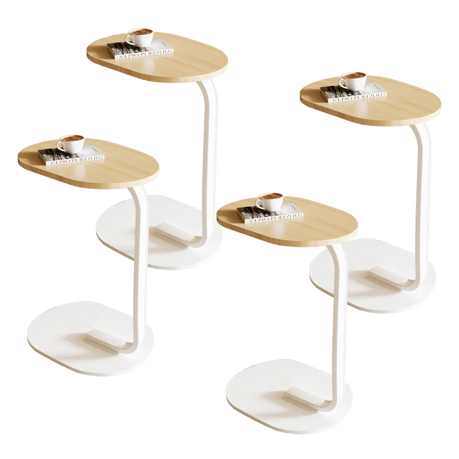 AnneFish C-Shaped Coffee Table, Sofa Side End Tabl...