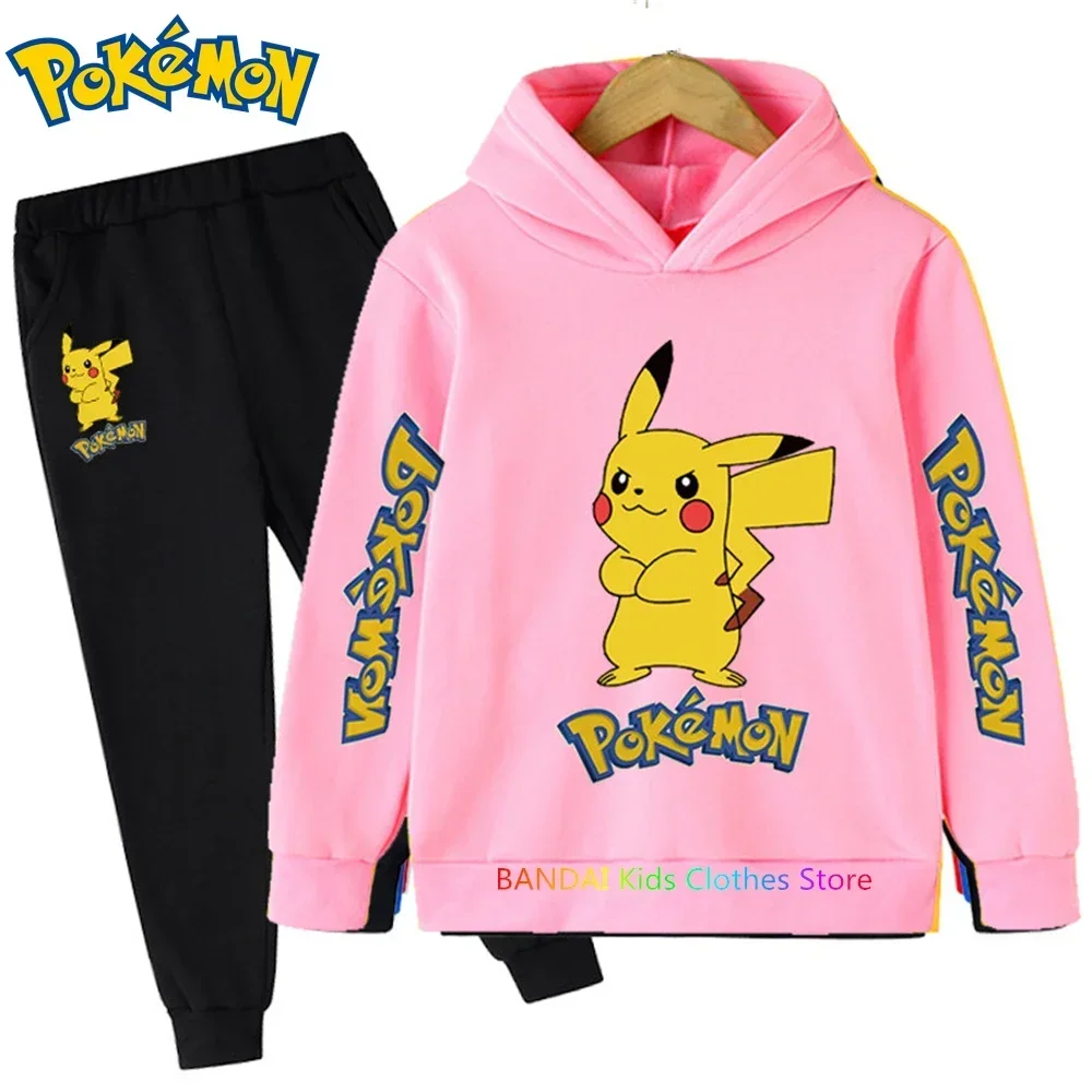 

3-14Y Kids Baby Boy Clothes Pokemon Print Sets 2Pcs Long Sleeve Pikachu Hoodies+Pants Child Boy Cartoon Stree Wear Outfits 2023