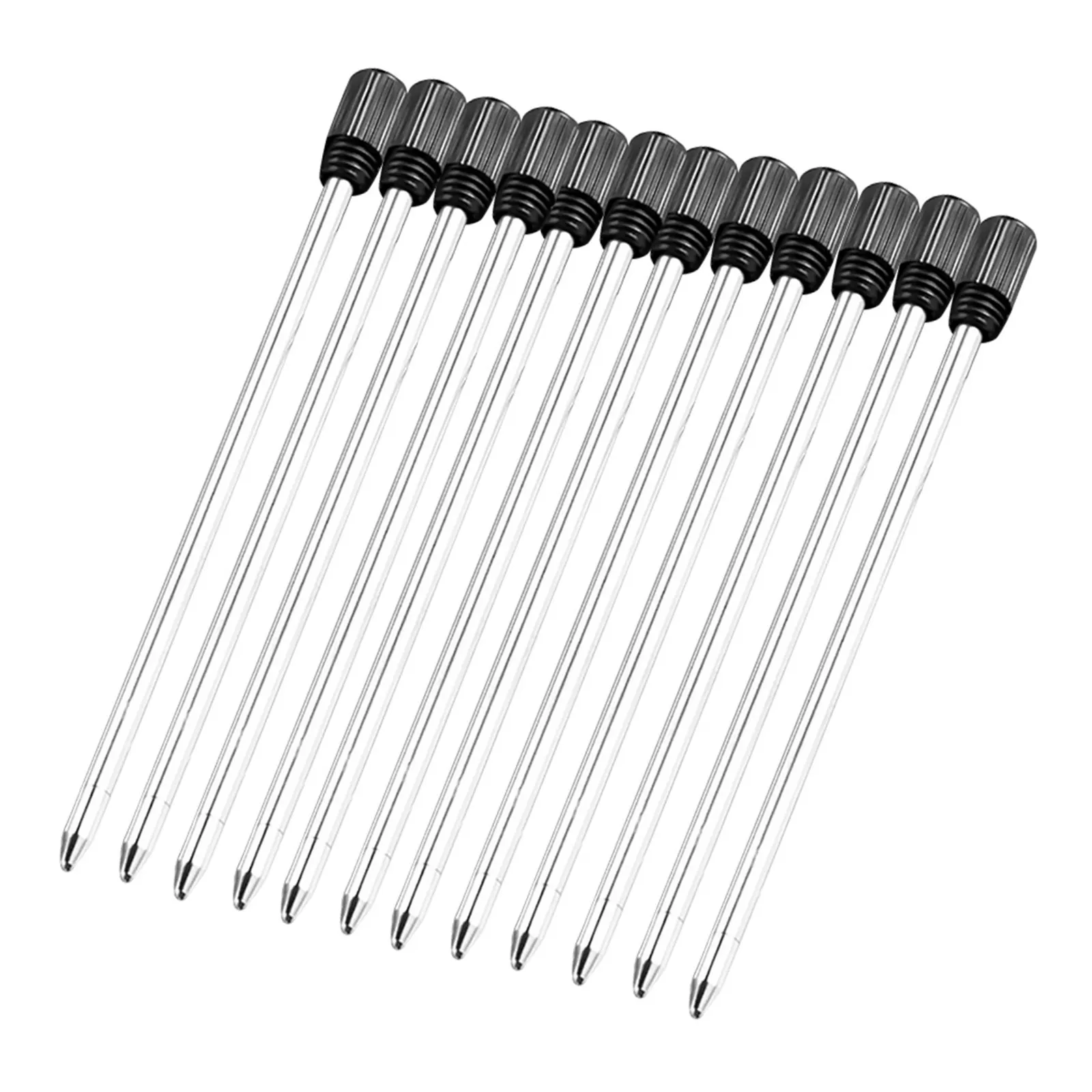 12Pcs 금속 볼펜 리필 카트리지 부드러운 잉크 흐름 편안한 쓰기 선명한 라인 크로스 호환 7Cm 검정색 표준 크기